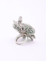 Twisted Floral Cubic Zirconia Brass Adjustable Ring