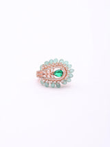 Peacock Feather American Diamond Brass Statement Ring