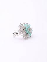 Floral Burst American Diamond Stone Studded Brass Ring