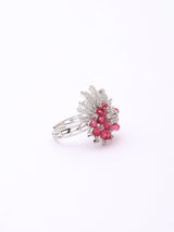 Floral Burst American Diamond Stone Studded Brass Ring
