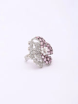 Dual Tone Floral American Diamond Studded Adjustable Ring