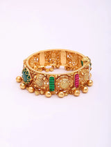 Temple Kundan Sterling Silver Openable Bangles Pair