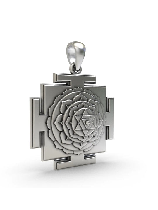 Baglamukhi Yantra Sterling Silver Pendant