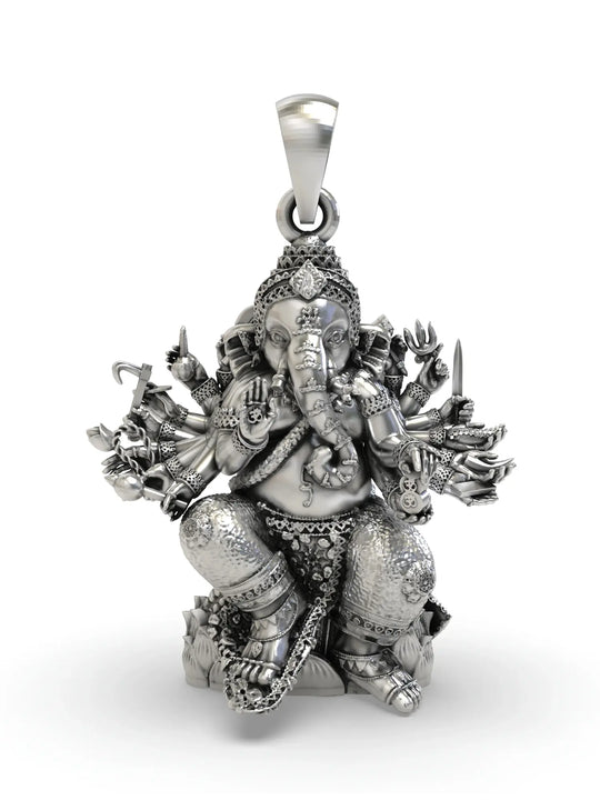Seated Ganesha Sterling Silver Pendant