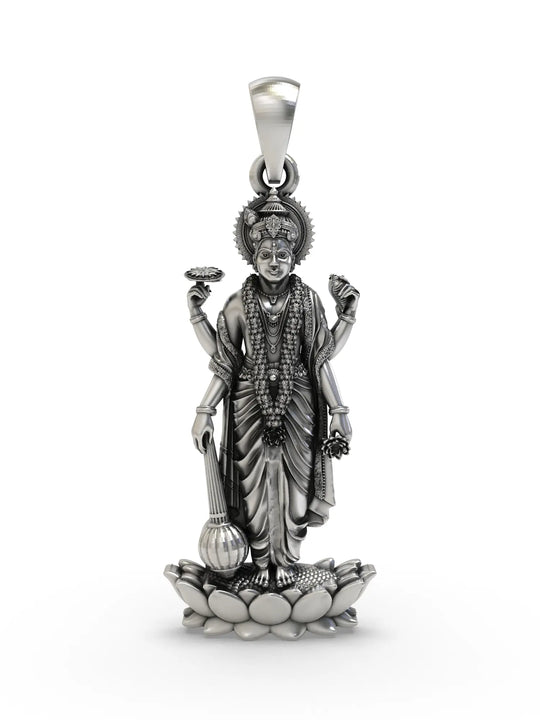Standing Lord Vishnu Sterling Silver Pendant