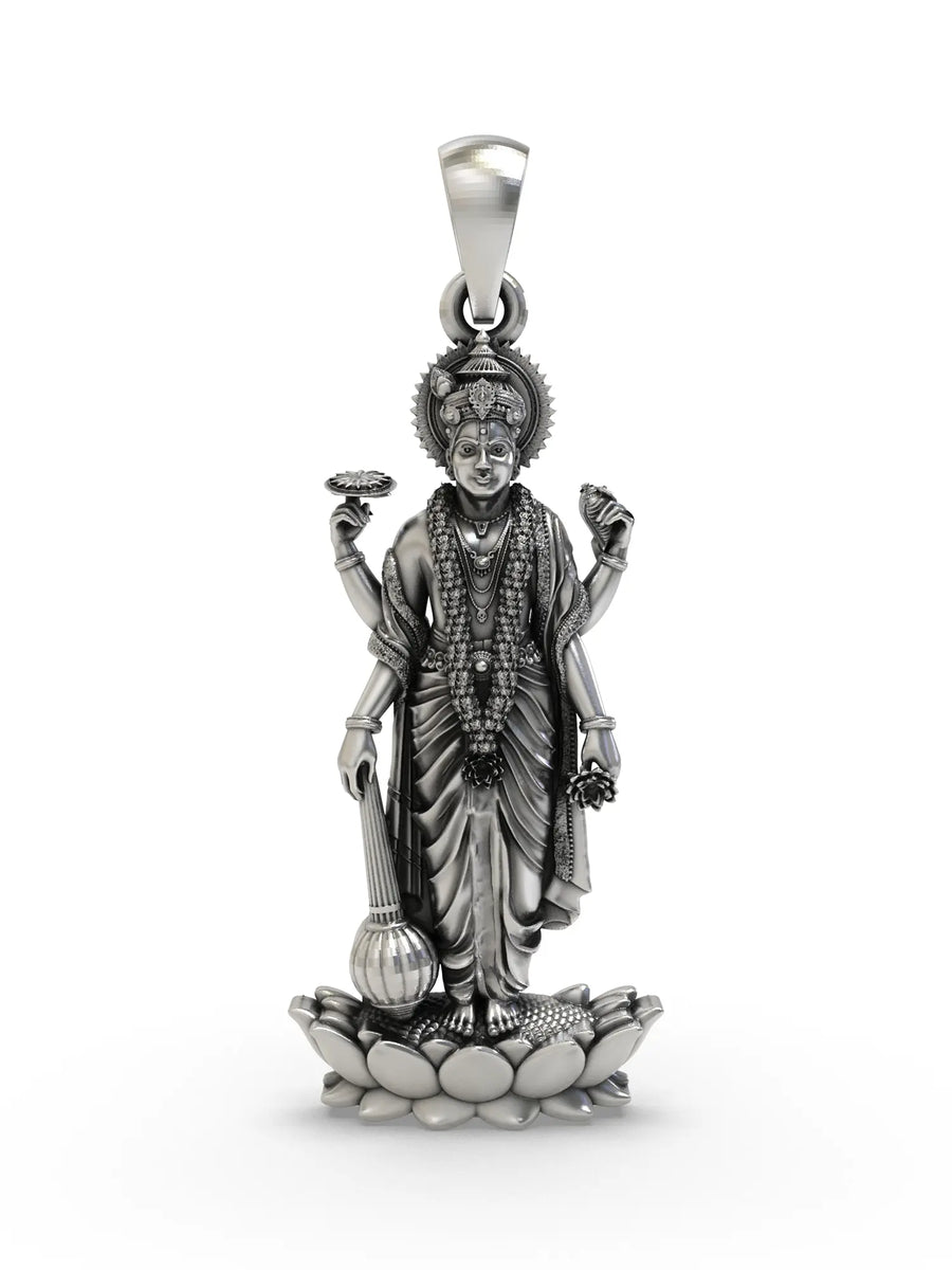 Standing Lord Vishnu Sterling Silver Pendant
