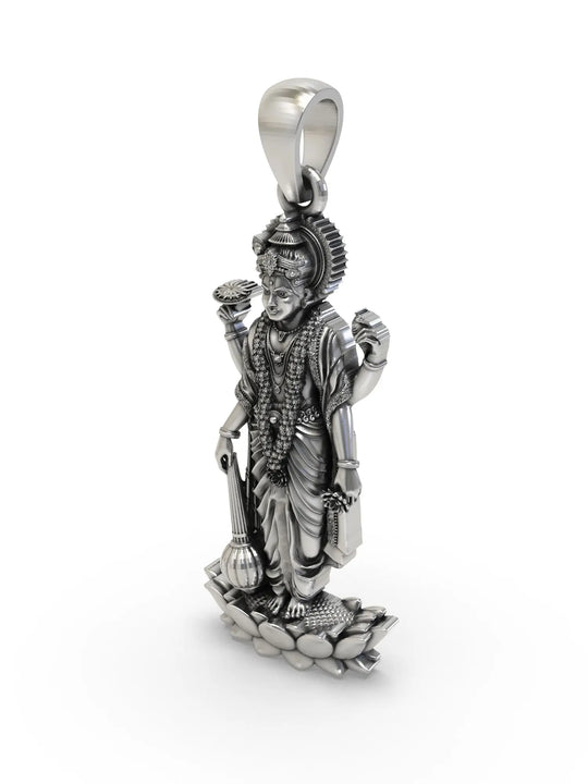 Standing Lord Vishnu Sterling Silver Pendant