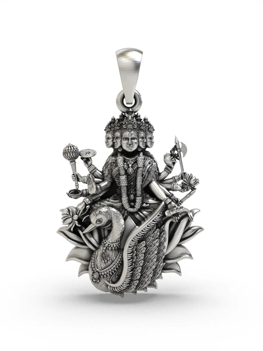 Goddess Gayatri Sterling Silver Pendant