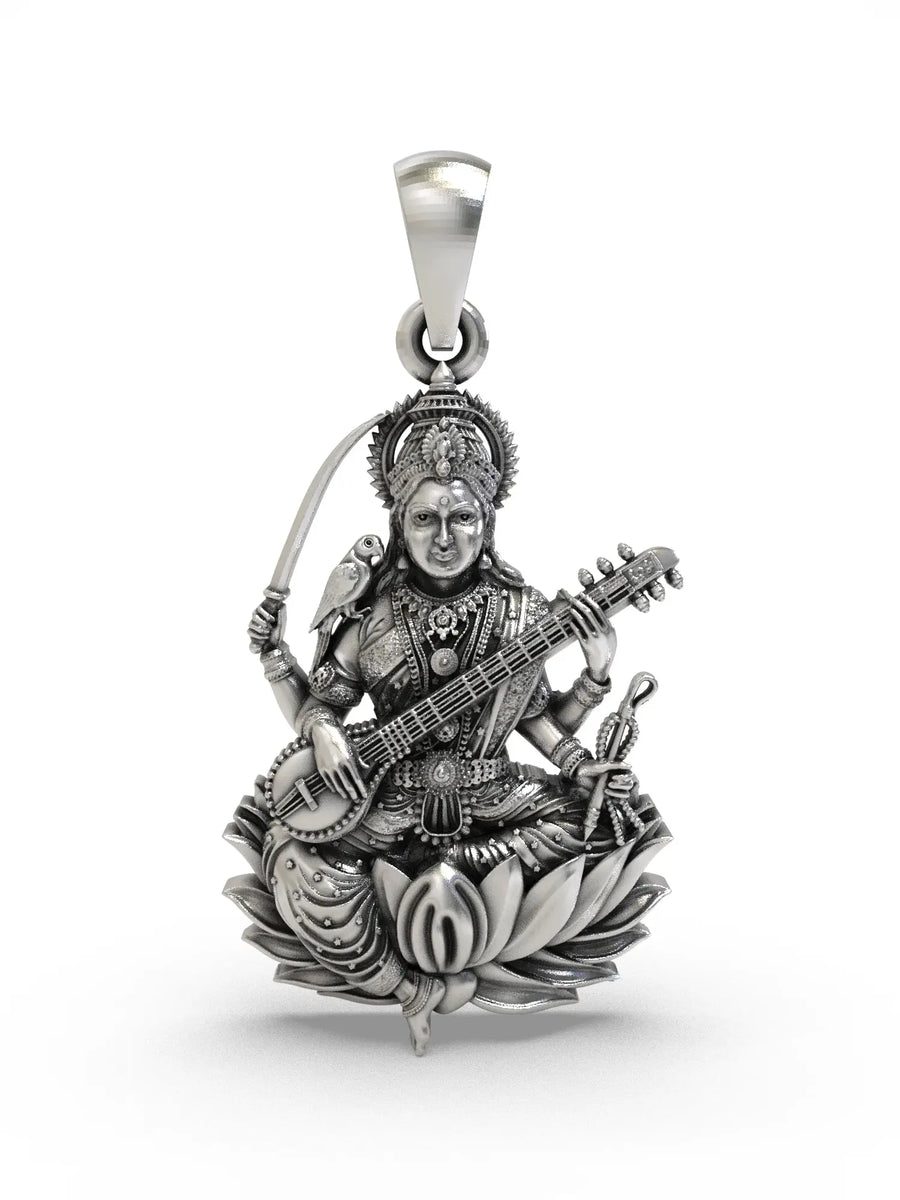 Goddess Matangi Sterling Silver Devotional Pendant