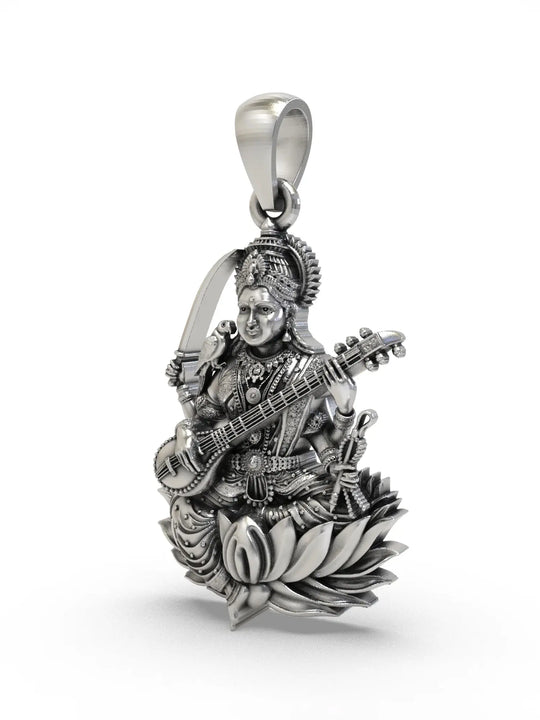 Goddess Matangi Sterling Silver Devotional Pendant