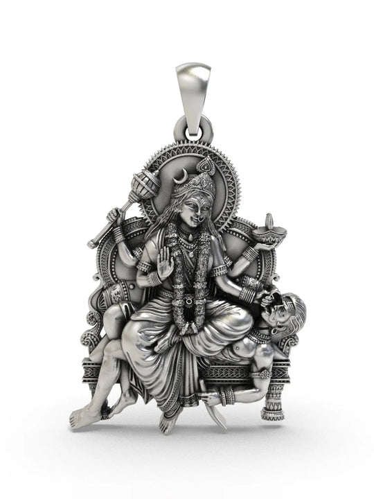 Goddess Baglamukhi Sterling Silver Pendant