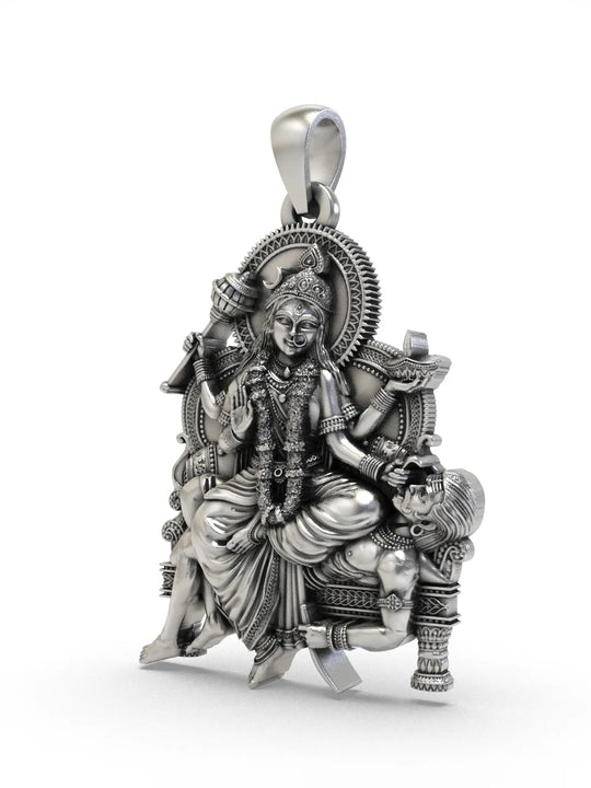 Goddess Baglamukhi Sterling Silver Pendant