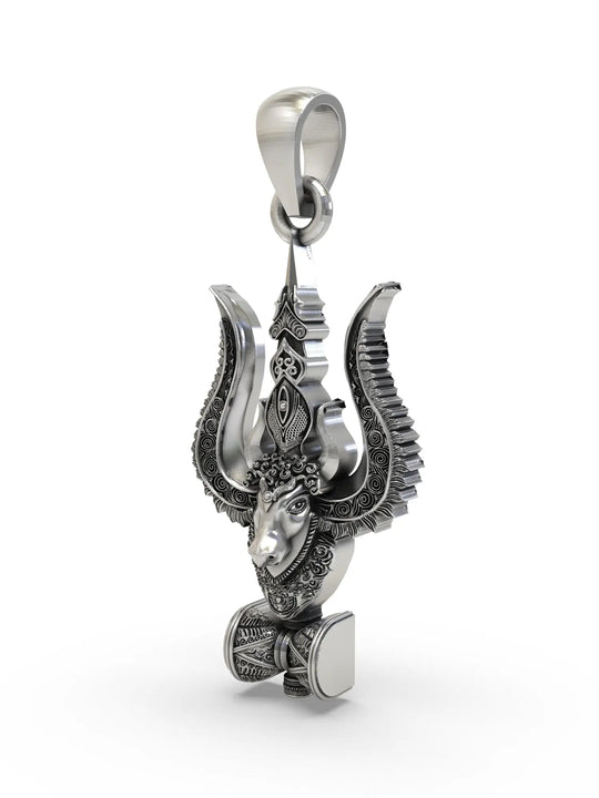 Trishul Nandi and Damru Sterling Silver Pendant