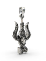 Trishul Nandi and Damru Sterling Silver Pendant