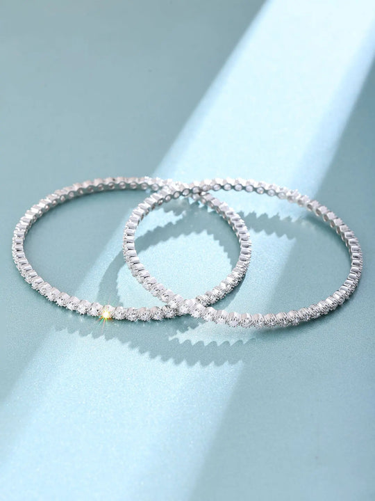 Stone Studded Sterling Silver Bangles Pair