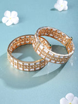 Geometric Polki Style Brass Bangles with Baguette Stones (Pair)