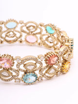 Crystal and Multicolour Stone Studded Openable Bangles (Pair)