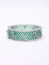 Emerald Green Zircon Openable Brass Cuff Bangle