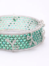 Emerald Green Zircon Openable Brass Cuff Bangle