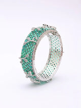 Emerald Green Zircon Openable Brass Cuff Bangle