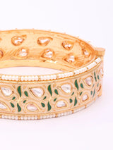 Meenakari and Polki Openable Bangles with Pearl Border (Pair)