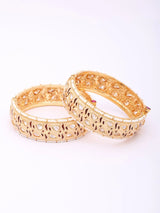Meenakari and Polki Openable Bangles with Pearl Border (Pair)