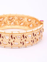 Meenakari and Polki Openable Bangles with Pearl Border (Pair)