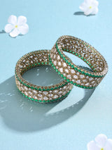 Pink Polki Stone Studded Rajwadi Openable Bangles (Pair)
