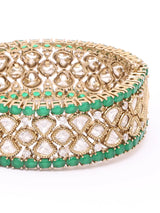 Pink Polki Stone Studded Rajwadi Openable Bangles (Pair)