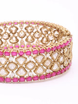 Pink Polki Stone Studded Rajwadi Openable Bangles (Pair)