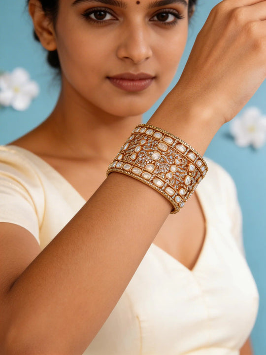 Stone Studded Brass Bridal Kada Bangles