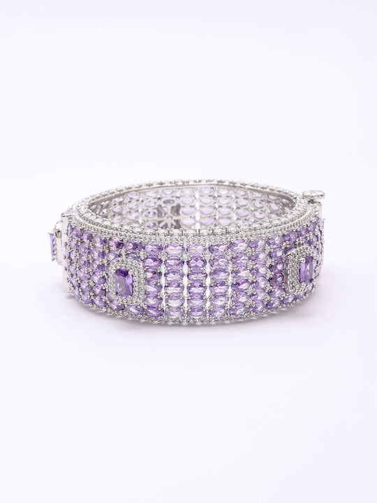 Purple and Sea Green American Diamond Brass Bracelet