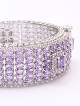 Purple and Sea Green American Diamond Brass Bracelet