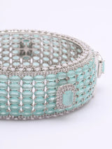 Purple and Sea Green American Diamond Brass Bracelet