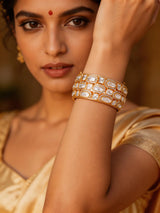 Oval Polki Stone Studded Openable Brass Kada Bangles