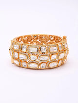 Oval Polki Stone Studded Openable Brass Kada Bangles