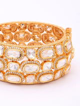 Oval Polki Stone Studded Openable Brass Kada Bangles