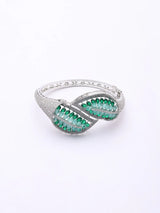 Crystal and Zircon Openable Brass Bracelet in Mint and Pink