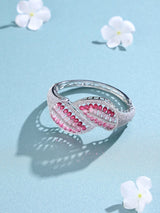 Crystal and Zircon Openable Brass Bracelet in Mint and Pink
