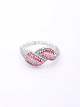 Crystal and Zircon Openable Brass Bracelet in Mint and Pink