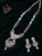 Pearl Drop Zircon and Beaded Multi Strand Necklace Set