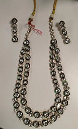 Antique Brass Long Necklace Set with Adjustable Dori