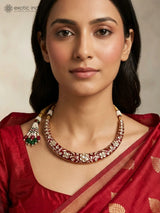 Floral Polki Stone Hasli Necklace and Earrings Set