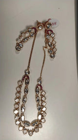 Polki Stone Dual Layered Necklace and Earrings Set