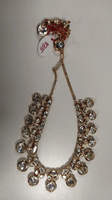 Polki Stone Studded Necklace and Earrings Set with Drop