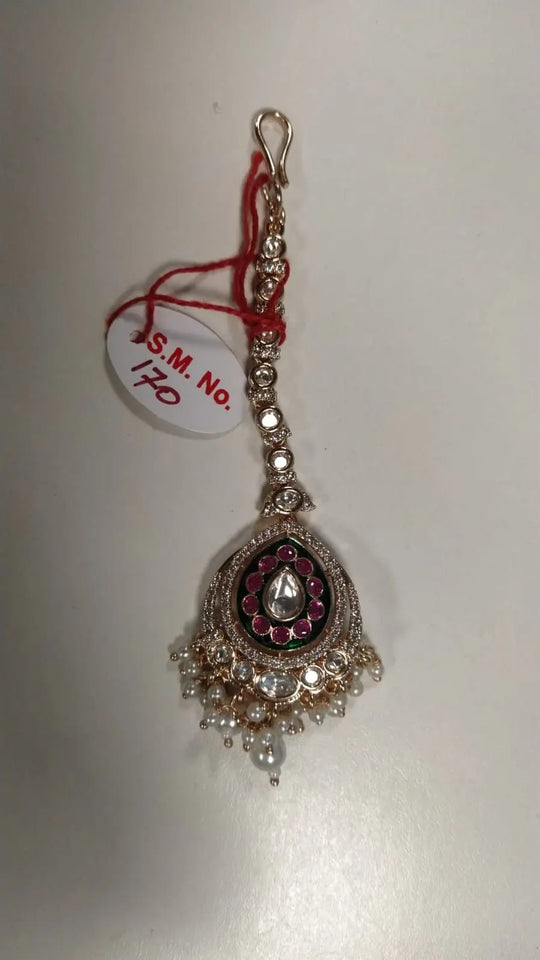 Kundan Set Brass Maang Tikka