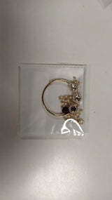 Kundan Stone Studded Bridal Nath Nose Ring in Brass