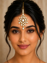 Floral Starburst Kundan Polki Brass Maang Tikka