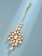 Floral Starburst Kundan Polki Brass Maang Tikka