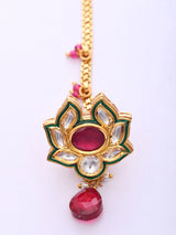 Floral Kundan Brass Maang Tikka in Rajasthani Style